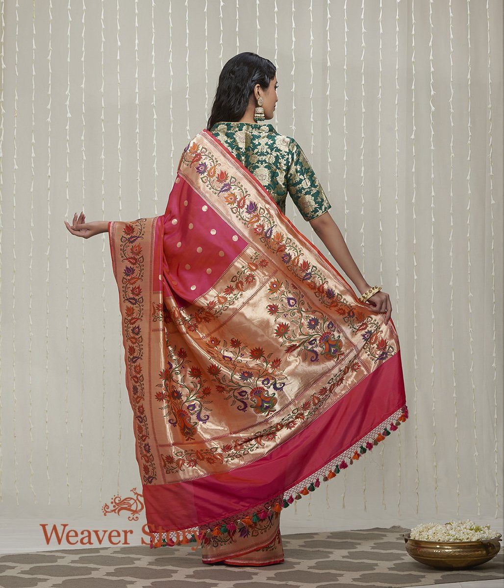 Handloom_Pink_Paithani_Border_Saree_with_Lotus_Flower_Motifs_in_the_Border_WeaverStory_03