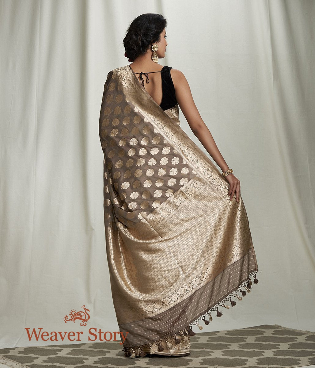 Handwoven_Brown_Banarasi_Cutwork_Booti_Saree_WeaverStory_03
