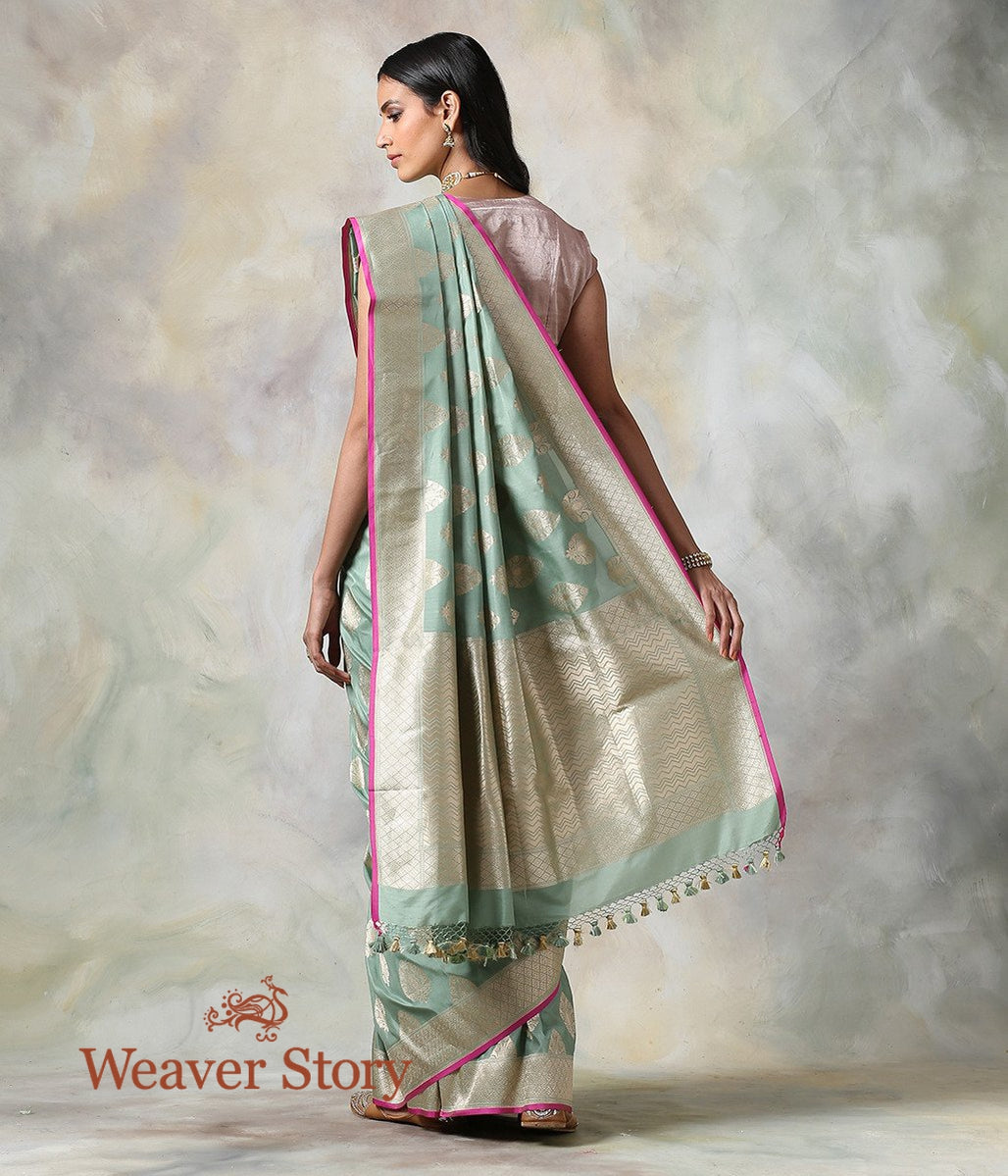 Handwoven_Sage_Green_Cutwork_Banarasi_Saree_WeaverStory_03