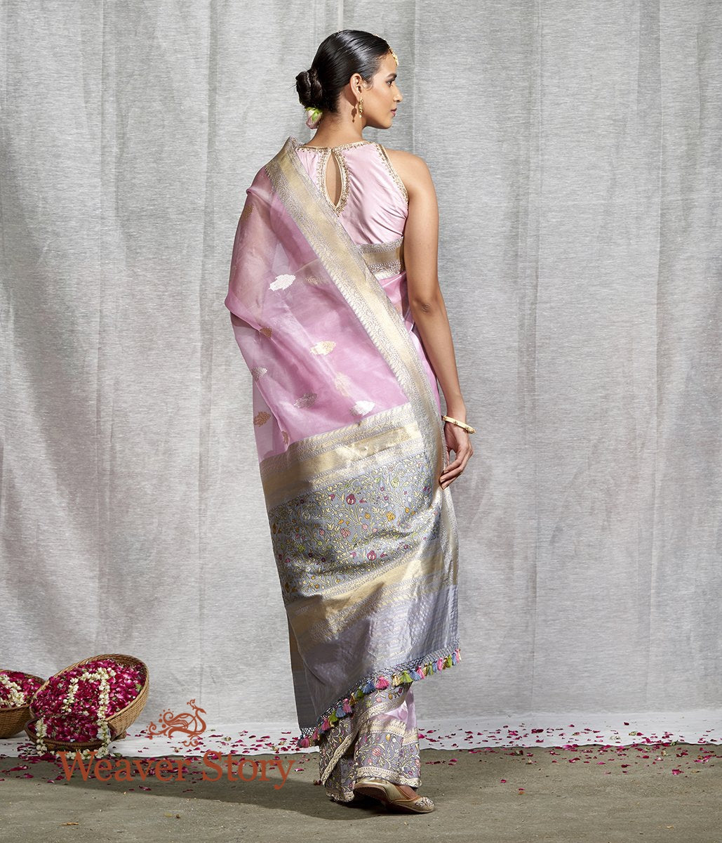 Handloom_Light_Pink_Kadhwa_Kora_Saree_with_Heavy_Meenakari_Border_WeaverStory_03