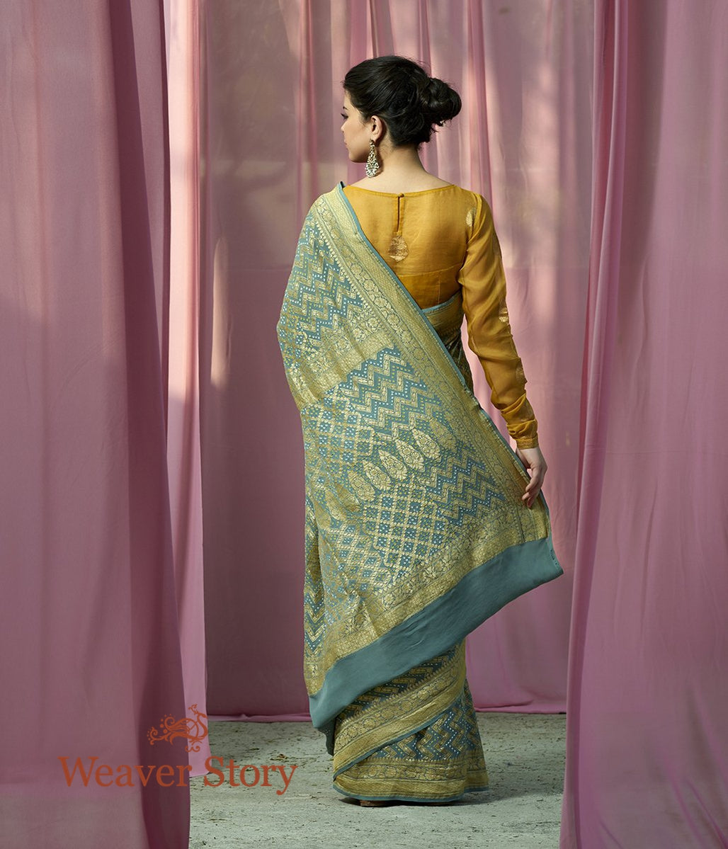 Handloom_Grey_Banarasi_Georgette_Cutwork_Bandhej_Saree_WeaverStory_03