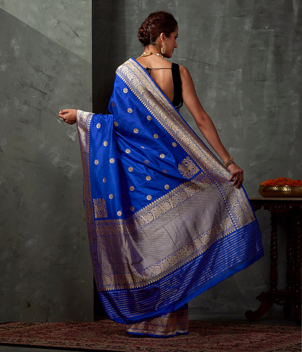 Handwoven_Royal_Blue_Chand_Boota_Saree_WeaverStory_03