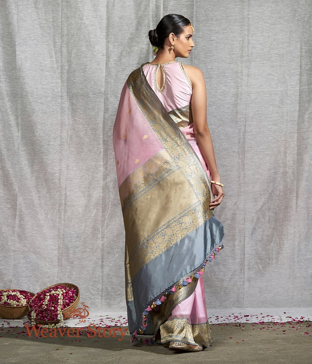 Handloom_Pink_Kora_Silk_Saree_with_Contrast_Floral_Border_WeaverStory_03