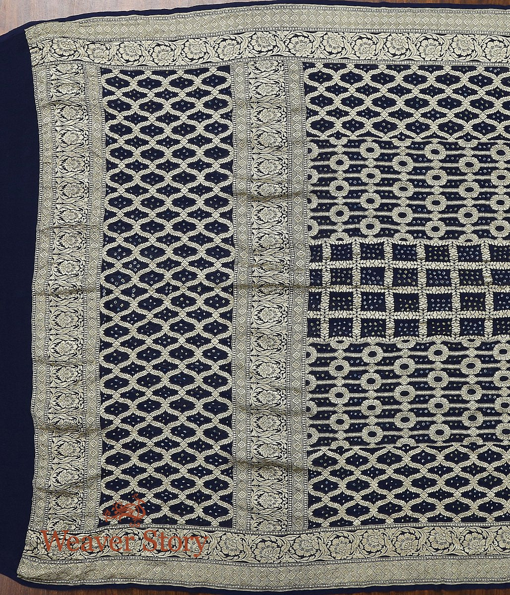 Handloom_Banarasi_Bandhani_Georgette_Dupatta_in_Blue_WeaverStory_03