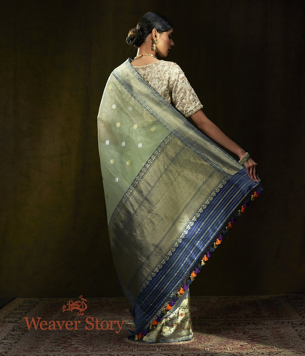 Handwoven_Pista_Green_Kora_Silk_Saree_with_Blue_Meenakari_Border_WeaverStory_03