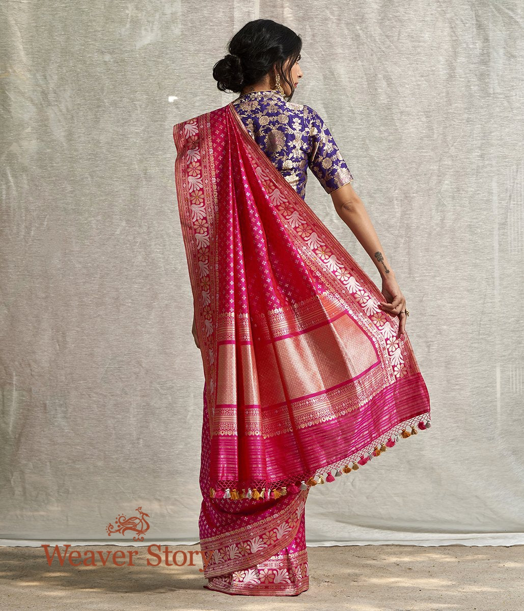 Handwoven_Pink_Sona_Rupa_Zari_Booti_Saree_with_Floral_Border_WeaverStory_03
