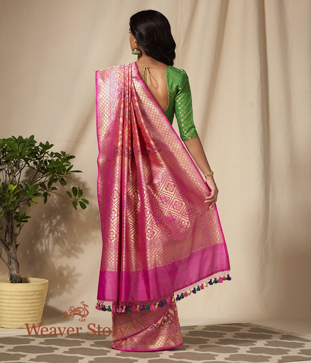 Handwoven_Rose_Pink_Meenakari_Banarasi_Patola_Saree_WeaverStory_03