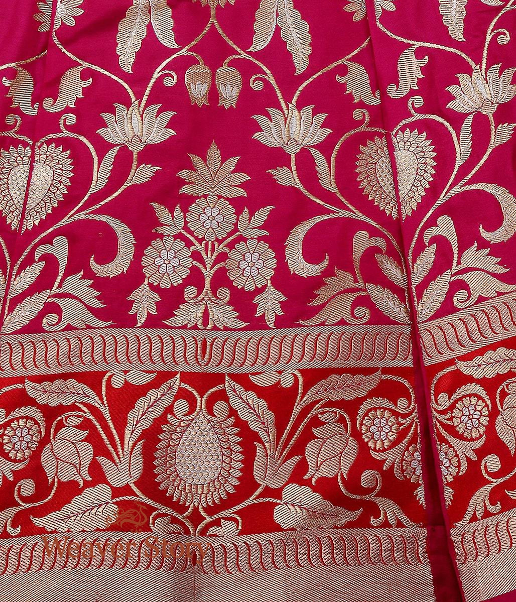 Handloom_Magenta_Kadhwa_Banarasi_Lehenga_with_Red_Border_WeaverStory_03