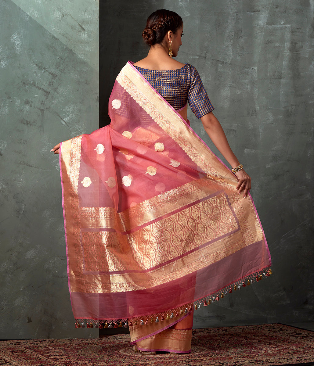 Handwoven_Pink_Kora_Saree_With_Kadhwa_Booti_WeaverStory_03