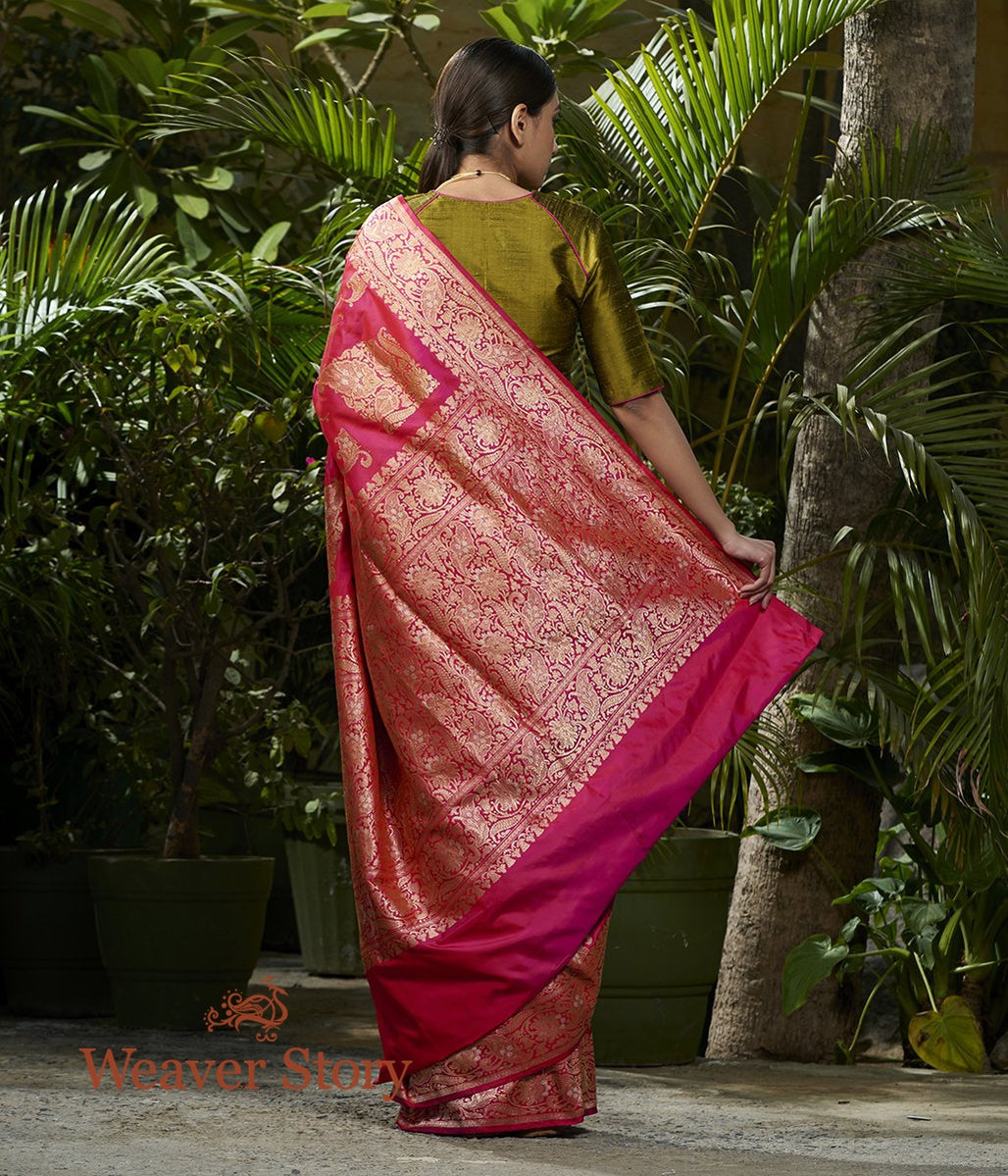 Handwoven_Rani_Pink_and_Orange_Dual_Tone_Koniya_Jangla_Saree_WeaverStory_03