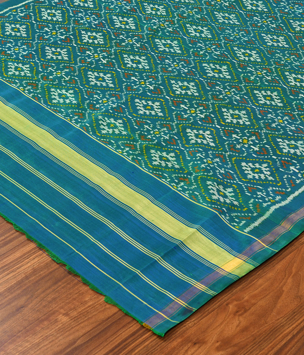 Handloom_Single_Ikat_Patola_Dupatta_in_Green_WeaverStory_03