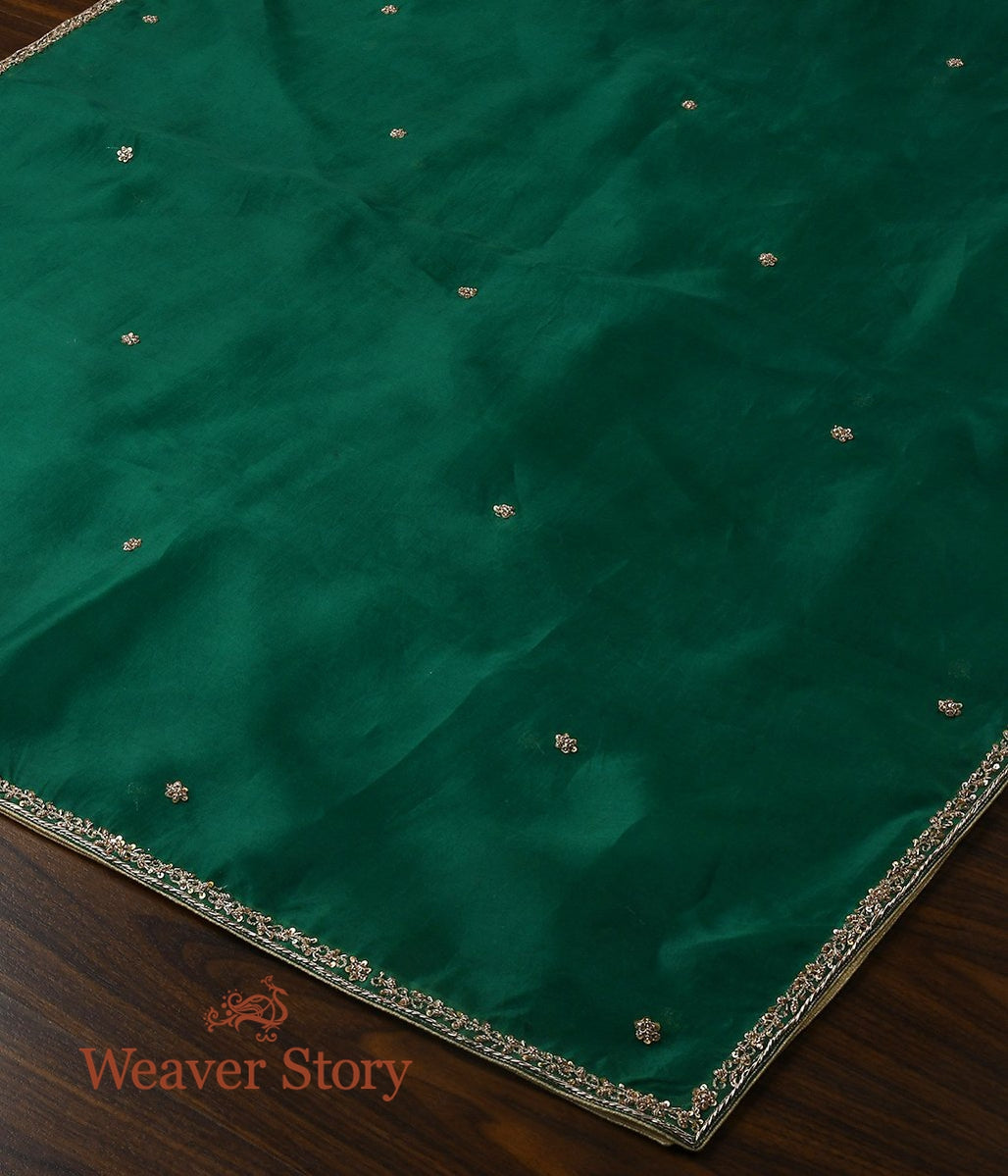 Bottle_Green_Zardozi_Dupatta_with_Thin_Border_WeaverStory_03