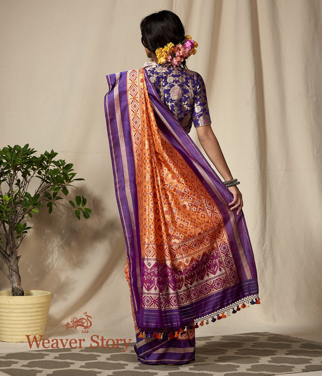 Handloom_Peach_Meenakari_Banarasi_Patola_with_Silk_Borders_WeaverStory_03