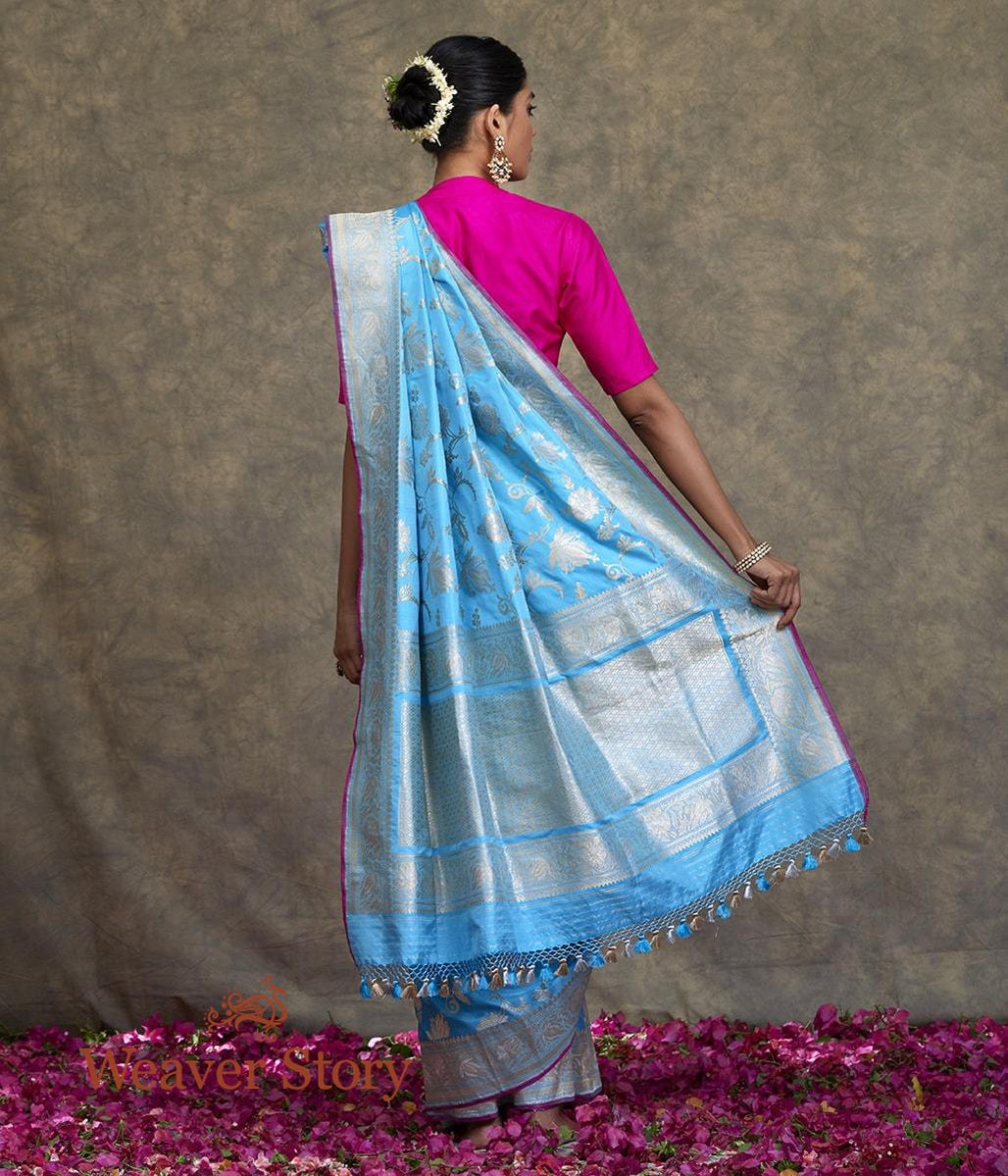 Handwoven_Firozi_Blue_Kadhwa_Jangla_Saree_WeaverStory_03