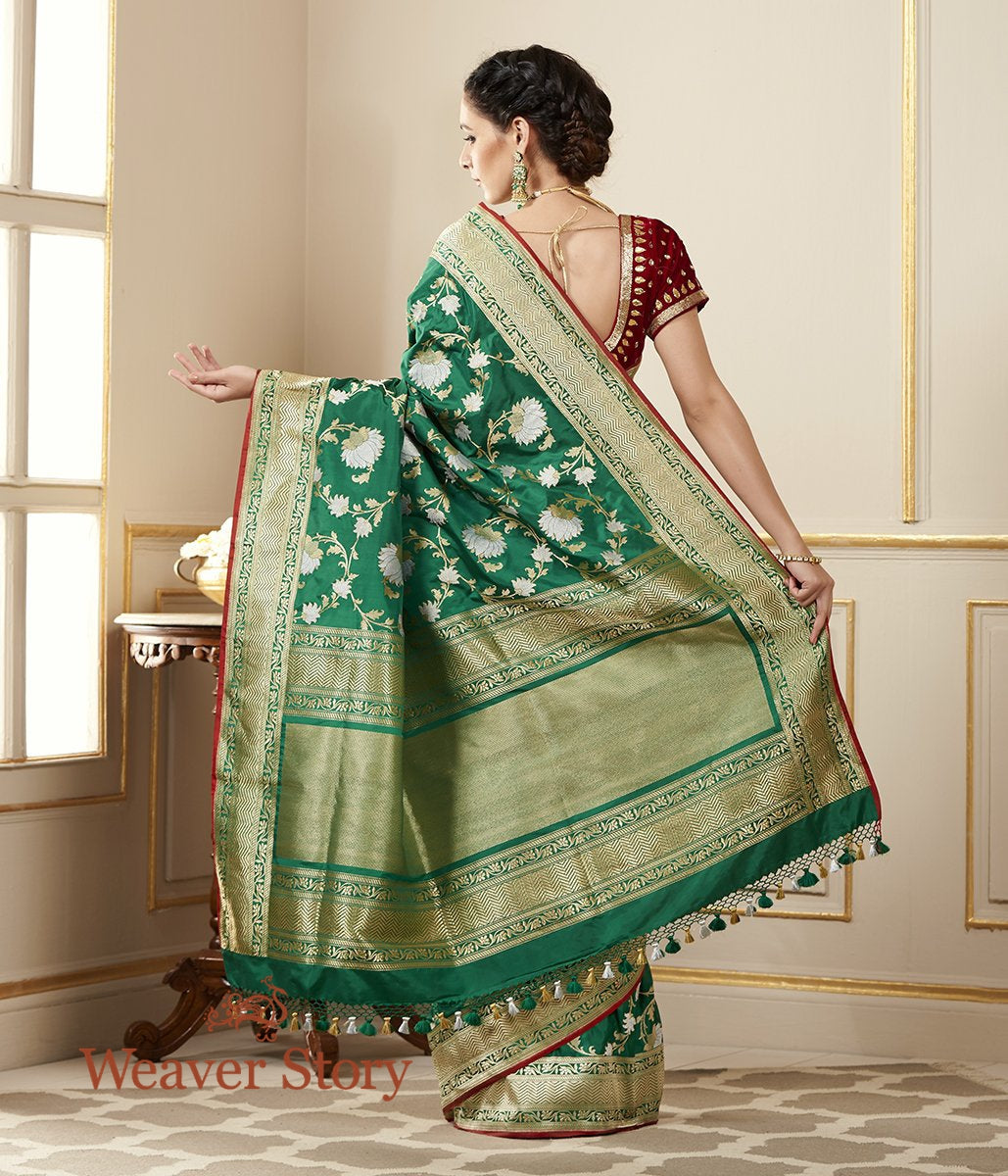 Handloom_Emerald_Green_Kadhwa_Banarasi_Jangla_Saree_WeaverStory_03