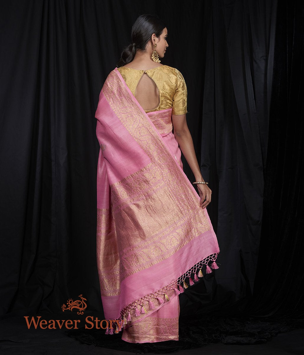 Handwoven_Pink_Tusser_Georgette_Saree_with_Kadhwa_Booti_WeaverStory_03