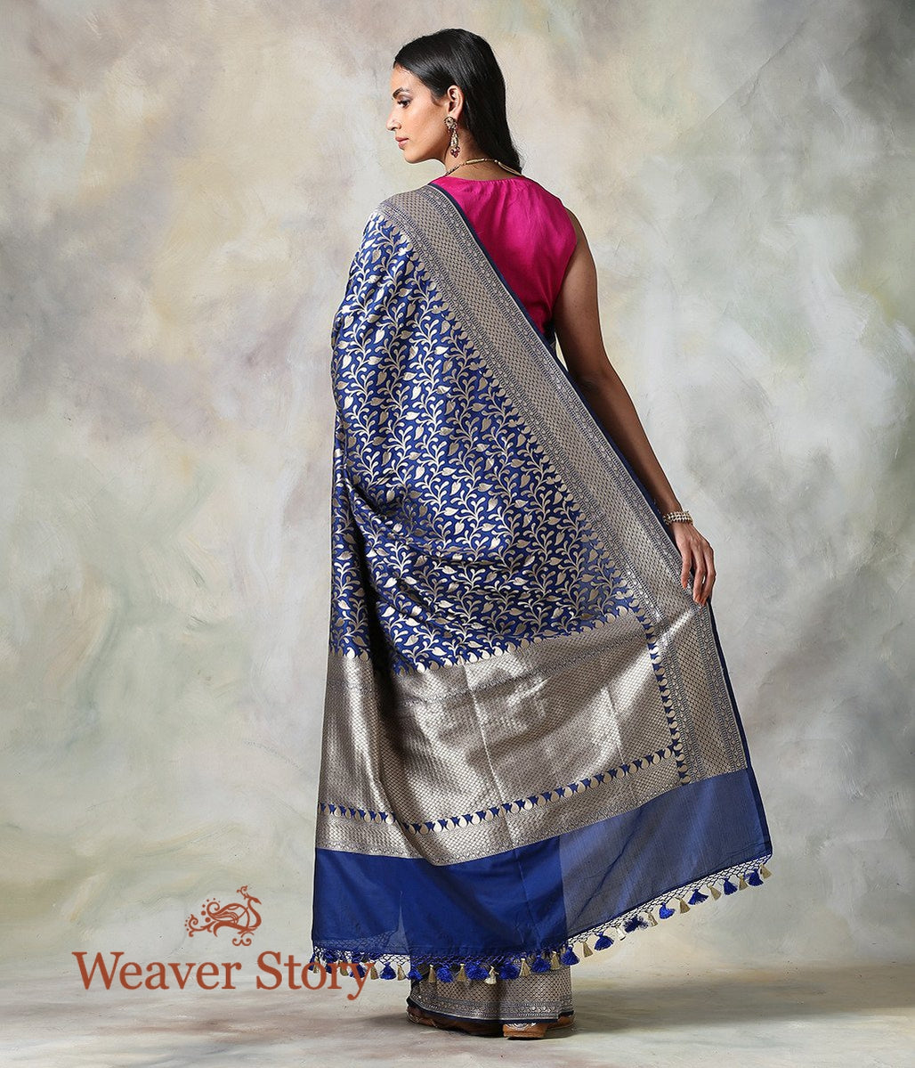 Handwoven_Blue_Katan_Silk_Saree_with_Cutwork_Jaal_WeaverStory_03