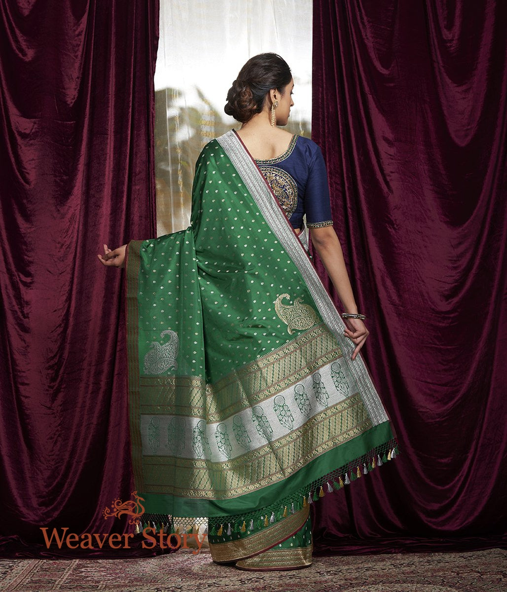 Handwoven_Green_Sona_Rupa_Small_Booti_Saree_with_Konia_WeaverStory_03