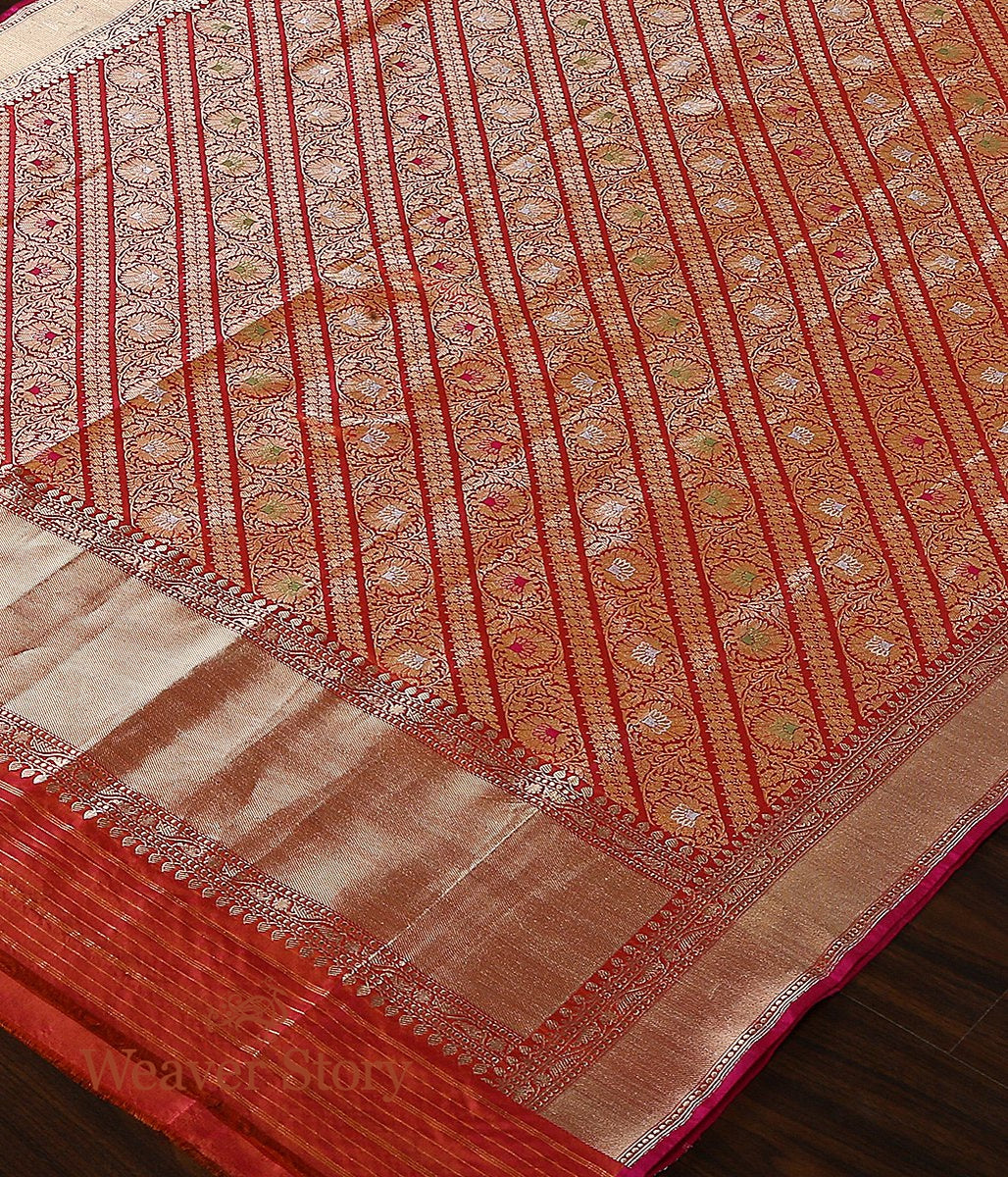 Handloom_Orange_and_Red_Kimkhab_Dupatta_with_Meenakari_WeaverStory_03