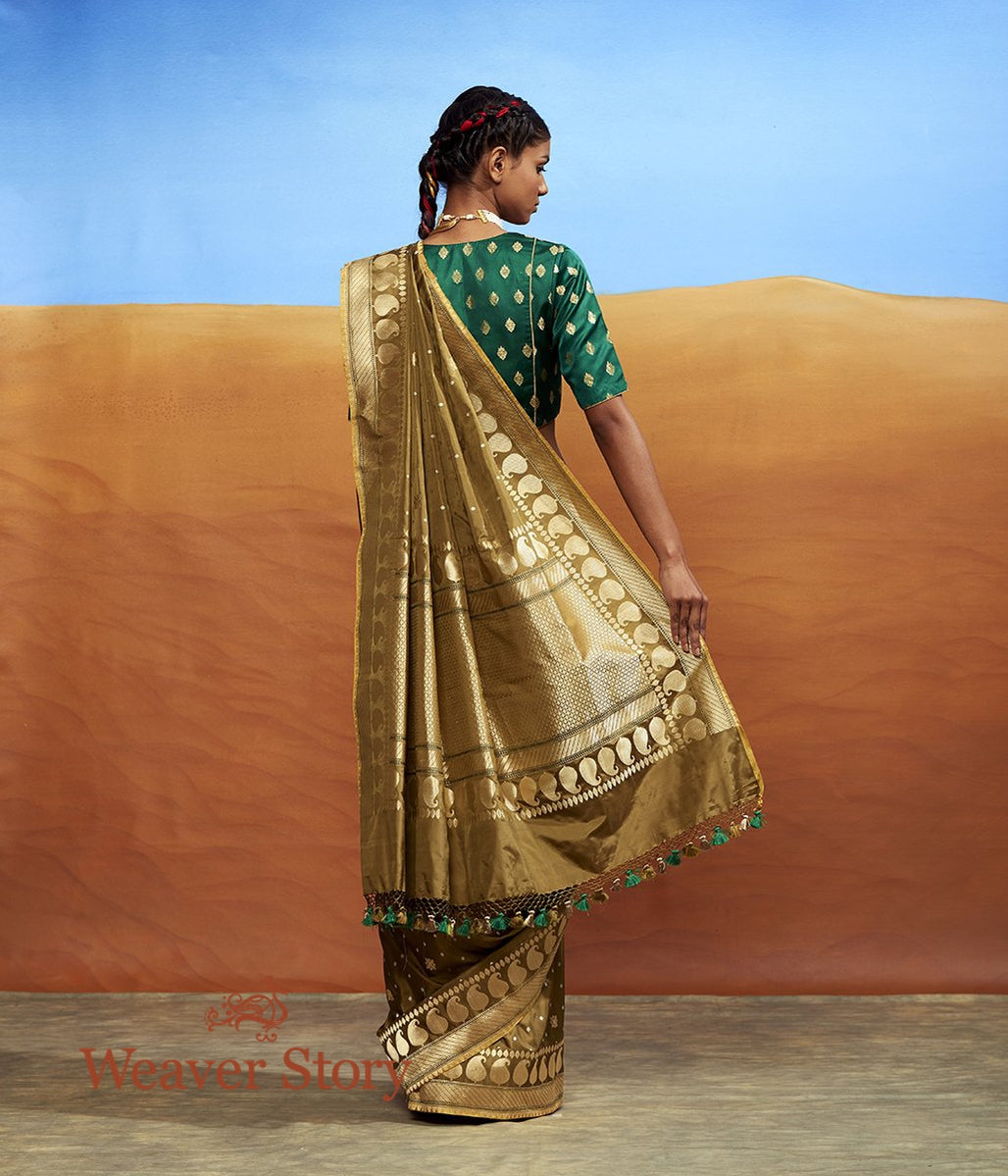 Handloom_Olive_Booti_Saree_with_Paisley_Border_WeaverStory_03
