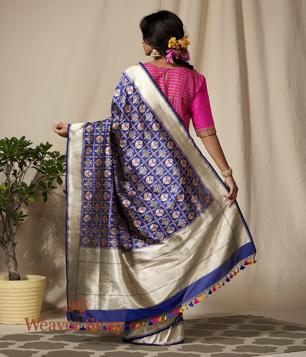Handwoven_Banarasi_Patola_Saree_in_Blue_with_Meenakari_WeaverStory_03