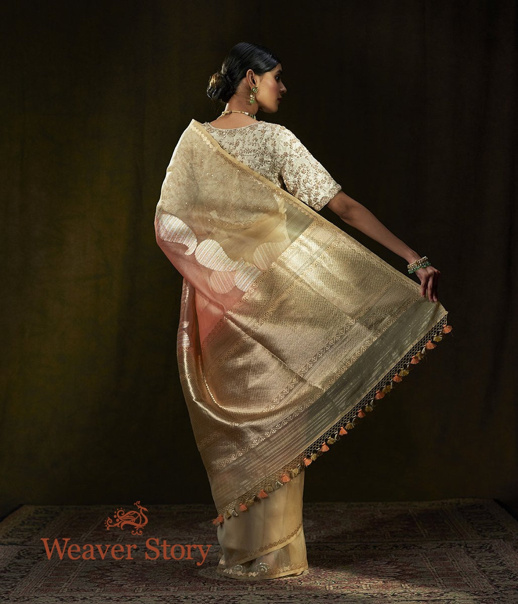 Handwoven_Peach_&_Beige_Kora_Silk_Banarasi_with_Kadhwa_Booti_WeaverStory_03