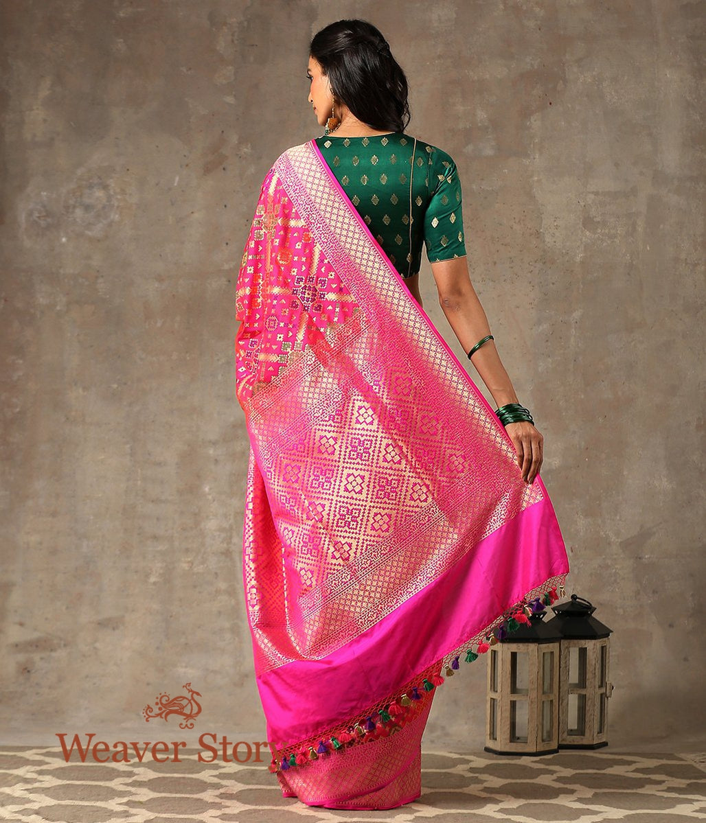 Handwoven_Pink_Banarasi_Patola_Saree_with_Meenakari_WeaverStory_03
