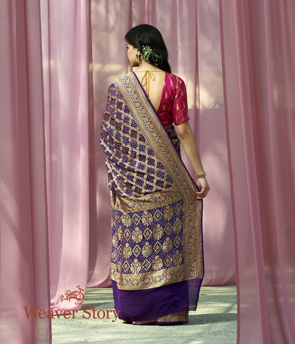 Handwoven_Purple_Banarasi_Bandhej_Saree_WeaverStory_03