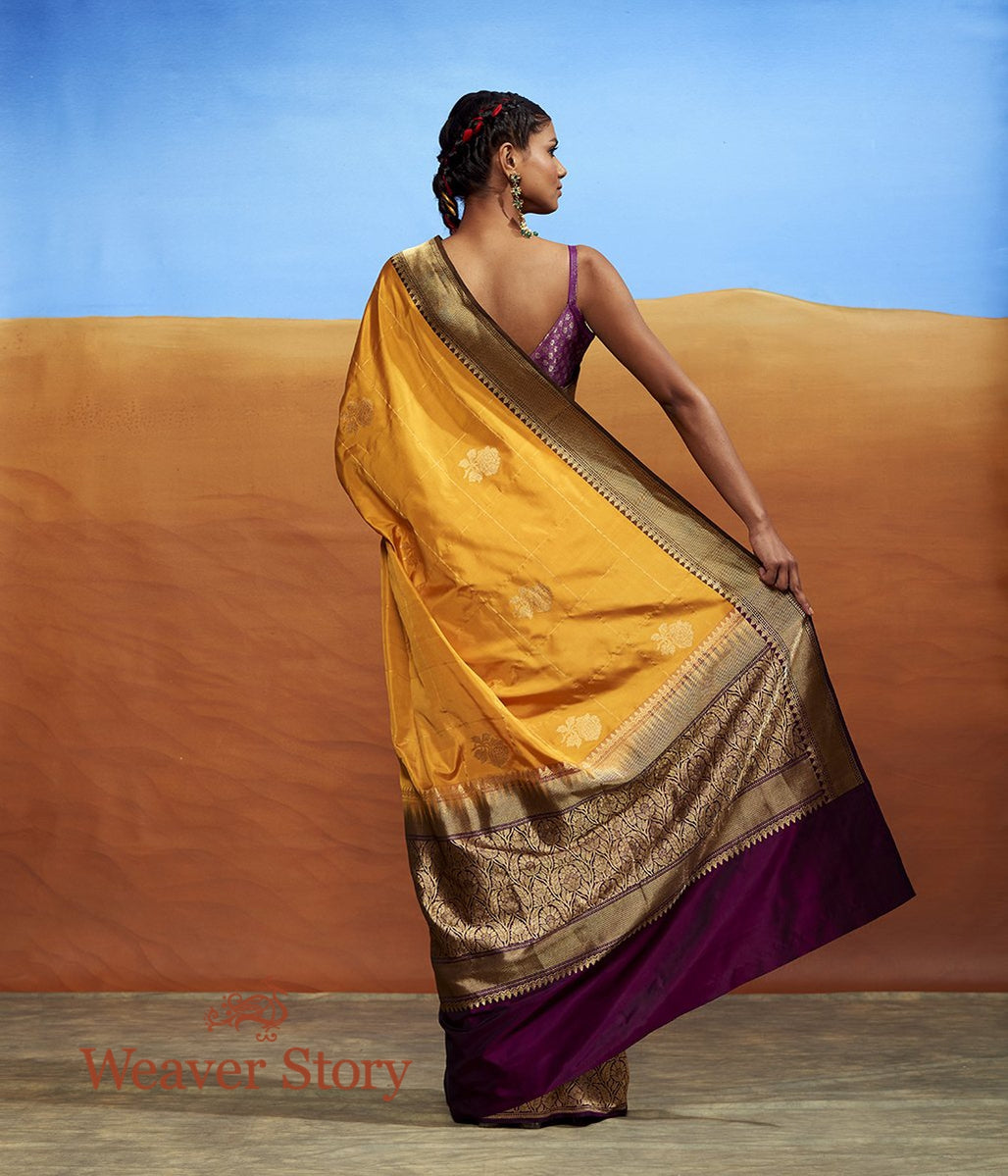 Handwoven_Yellow_Katan_Silk_Saree_with_Kadhiyal_Border_WeaverStory_03