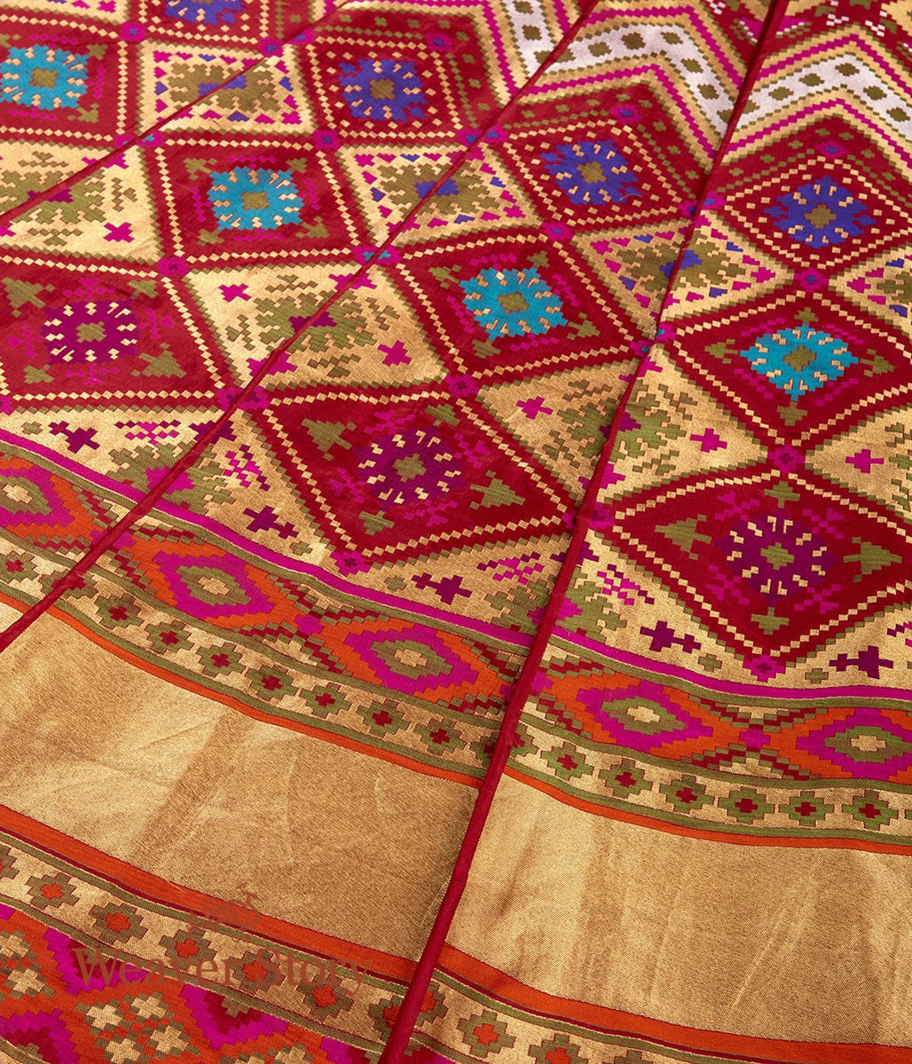 Handwoven_Banarasi_Lehenga_in_Maroon_with_Patola_Inspired_Weave_WeaverStory_07