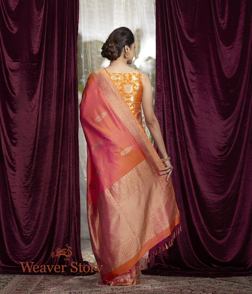 Handwoven_Orange_Dual_Tone_Ektara_Saree_with_Broad_Border_WeaverStory_03