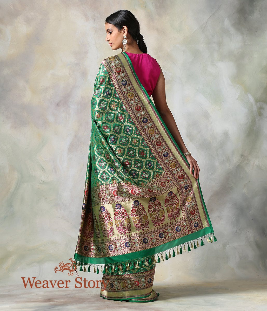 Handloom_Green_Double_Warp_Banarasi_Patola_Saree_with_Meenakari_WeaverStory_03