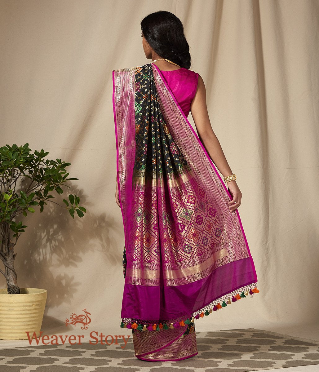 Handwoven_Black_Meenakari_Banarasi_Patola_Saree_with_Purple_Border_WeaverStory_03