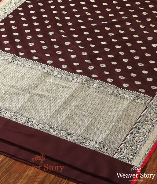 Handwoven_Coke_Brown_Banarasi_Dupatta_with_Bootis_WeaverStory_03