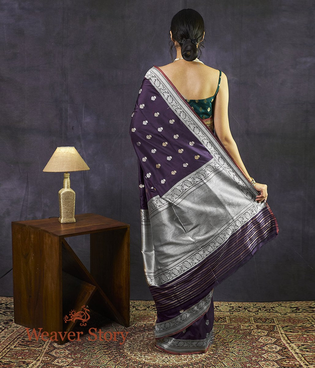 Handwoven_Dark_Purple_Kadhwa_Booti_Saree_with_Beldaar_Border_WeaverStory_03