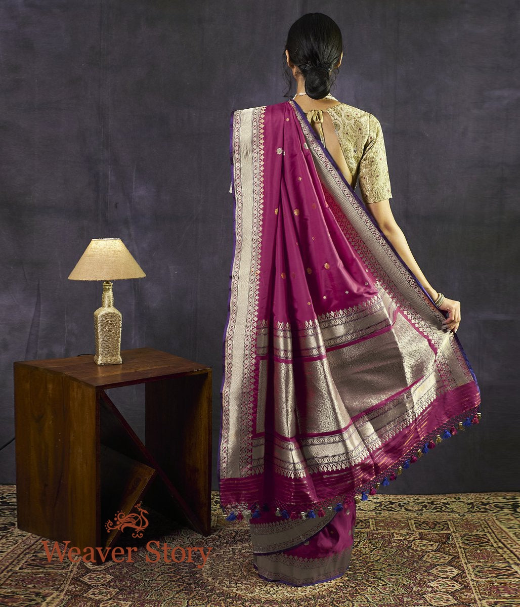 Handloom_Plum_Kadhwa_Booti_Saree_with_Blue_Selvedge_WeaverStory_03