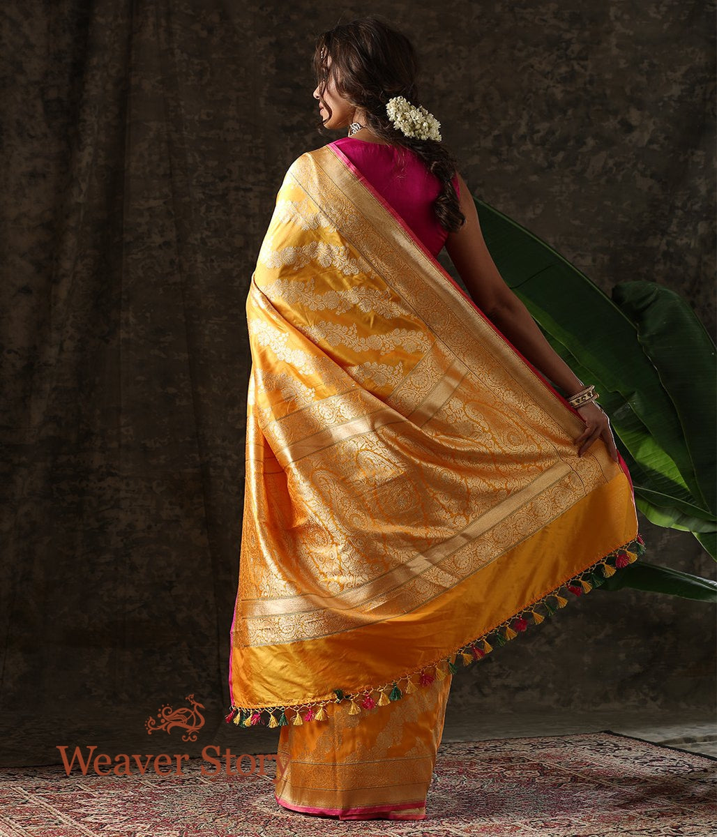 Handwoven_Golden_Yellow_Kadhwa_Jangla_Saree_WeaverStory_03