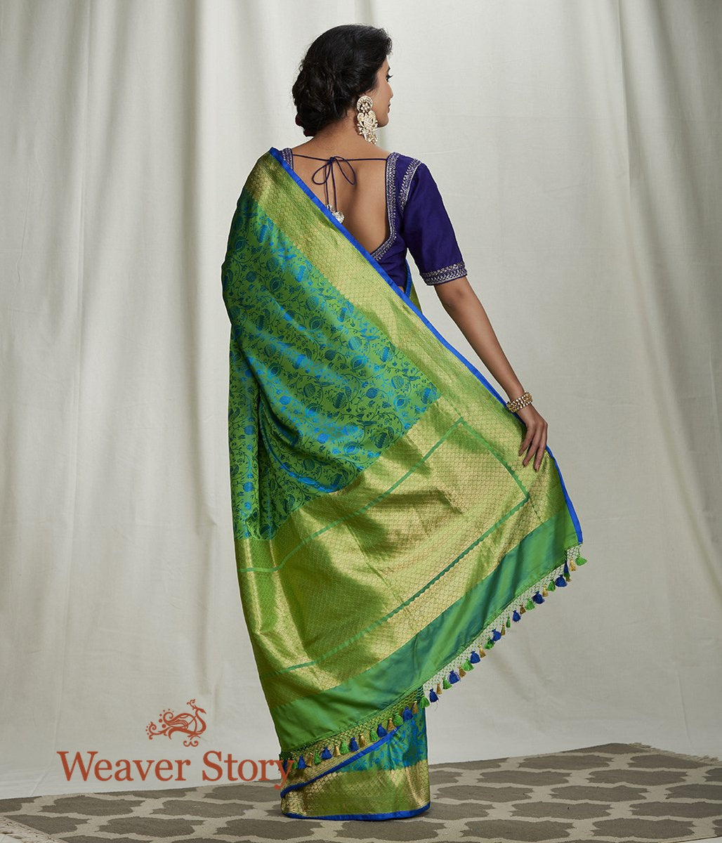 Handwoven_Green_and_Blue_Satin_Reshmi_Jamawar_Saree_WeaverStory_03