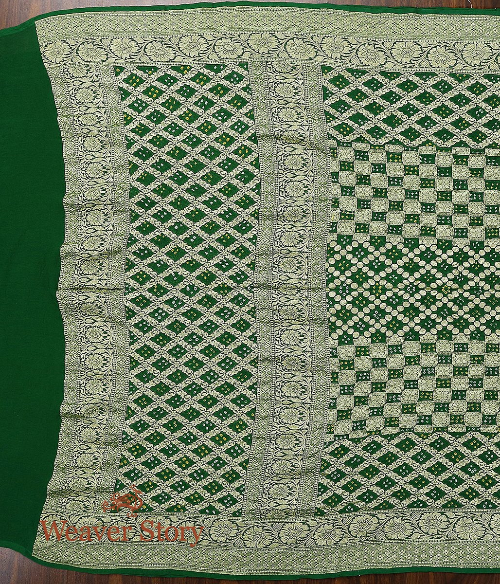 Handloom_Banarasi_Bandhani_Georgette_Dupatta_in_Green_WeaverStory_03