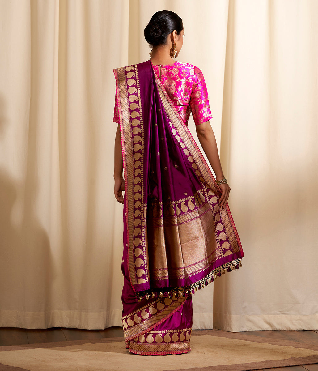 Handloom_Purple_Kadhwa_Booti_Saree_with_Paisley_Border_WeaverStory_03