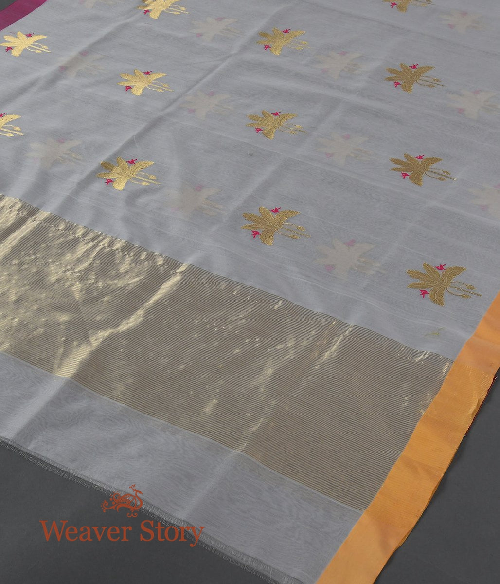 Handloom_Grey_Cotton_Silk_Chanderi_Dupatta_with_Gold_Leaf_Motif_WeaverStory_03