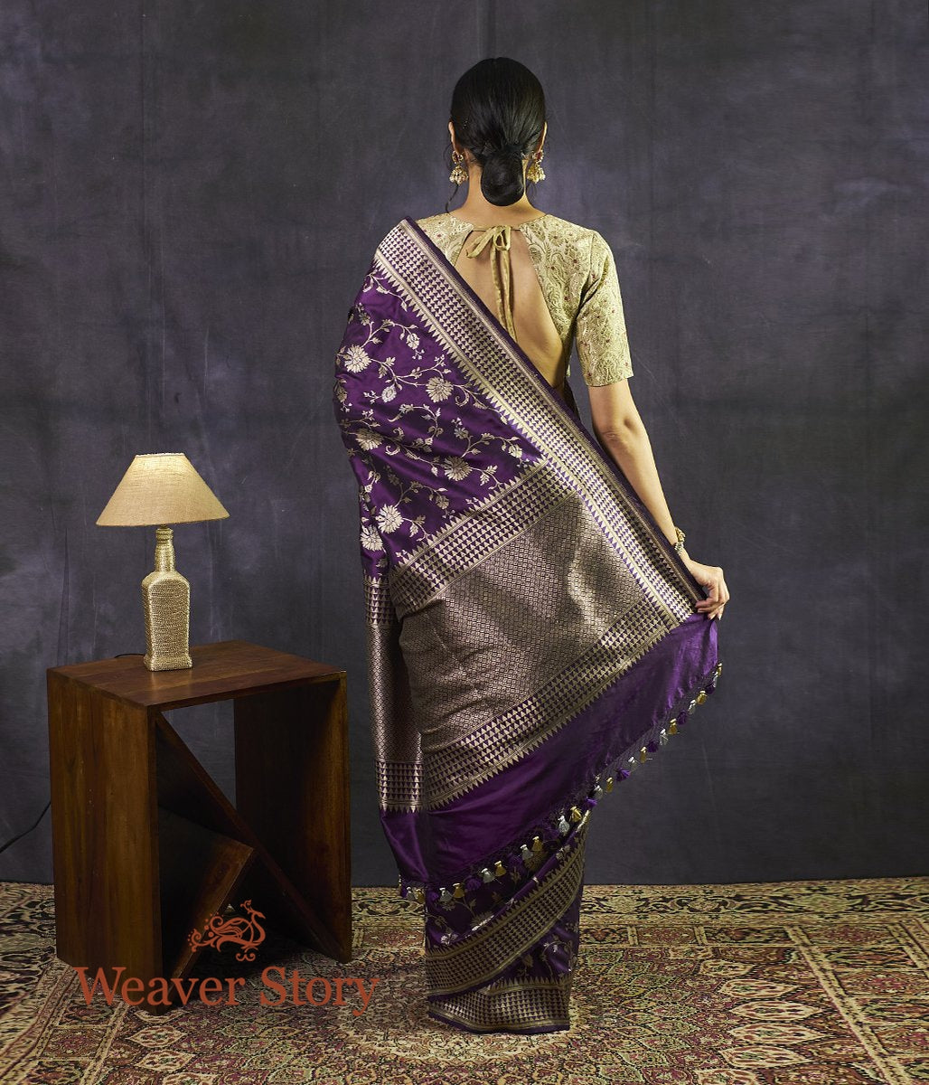 Handwoven_Purple_All_Over_Zari_Jangla_Saree_WeaverStory_03