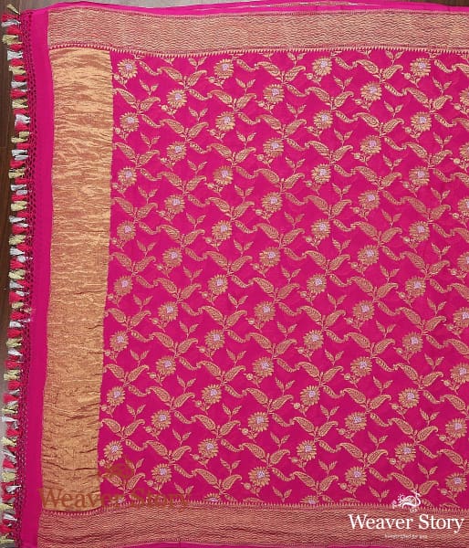 Handwoven_Banarasi_Georgette_Cutwork_Dupatta_in_Pink_WeaverStory_03