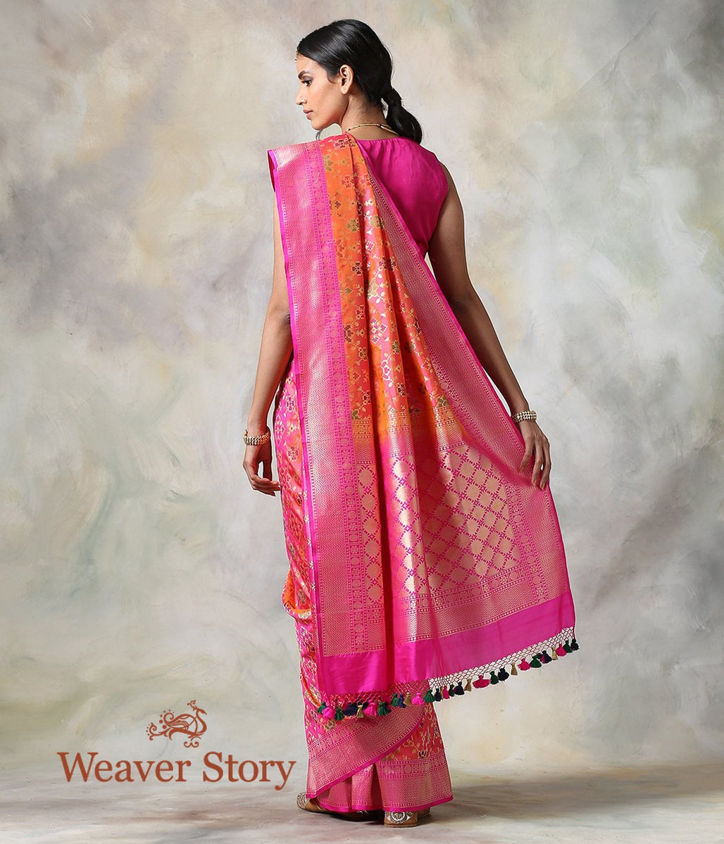 Handloom_Banarasi_Patola_Saree_Orange_with_a_Pink_Border_and_Pallu_WeaverStory_03
