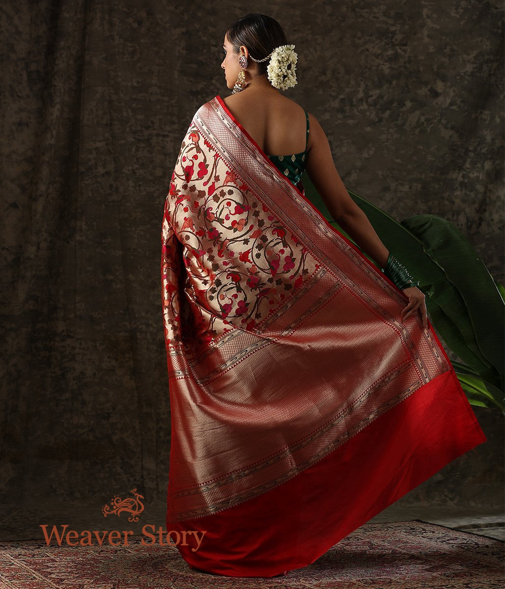Handwoven_Red_Heavy_Paithani_Banarasi_Saree_WeaverStory_03