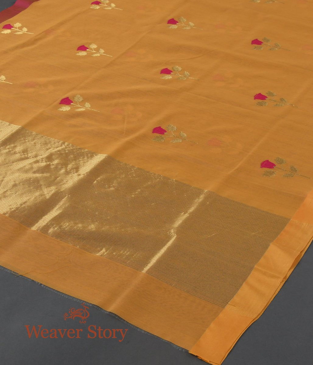 Handloom_Cotton_Silk_Chanderi_Dupatta_with_Rose_Flower_Motif_WeaverStory_03