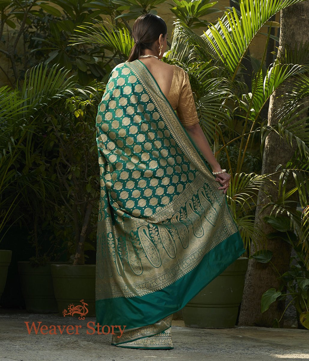 Handwoven_Teal_Green_Anaar_Boota_Jangla_Saree_WeaverStory_03