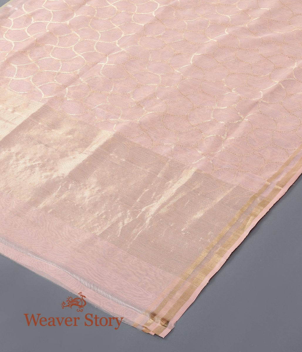 Handloom_Peach_Chanderi_Cotton_Silk_Dupatta_,with_Gold_Zari_Jaal_WeaverStory_03