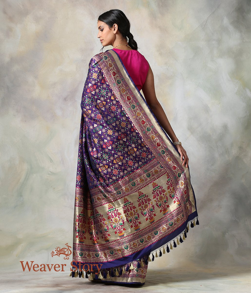 Handwoven_Blue_Double_Warp_Banarasi_Patola_Saree_with_Meenakari_WeaverStory_03