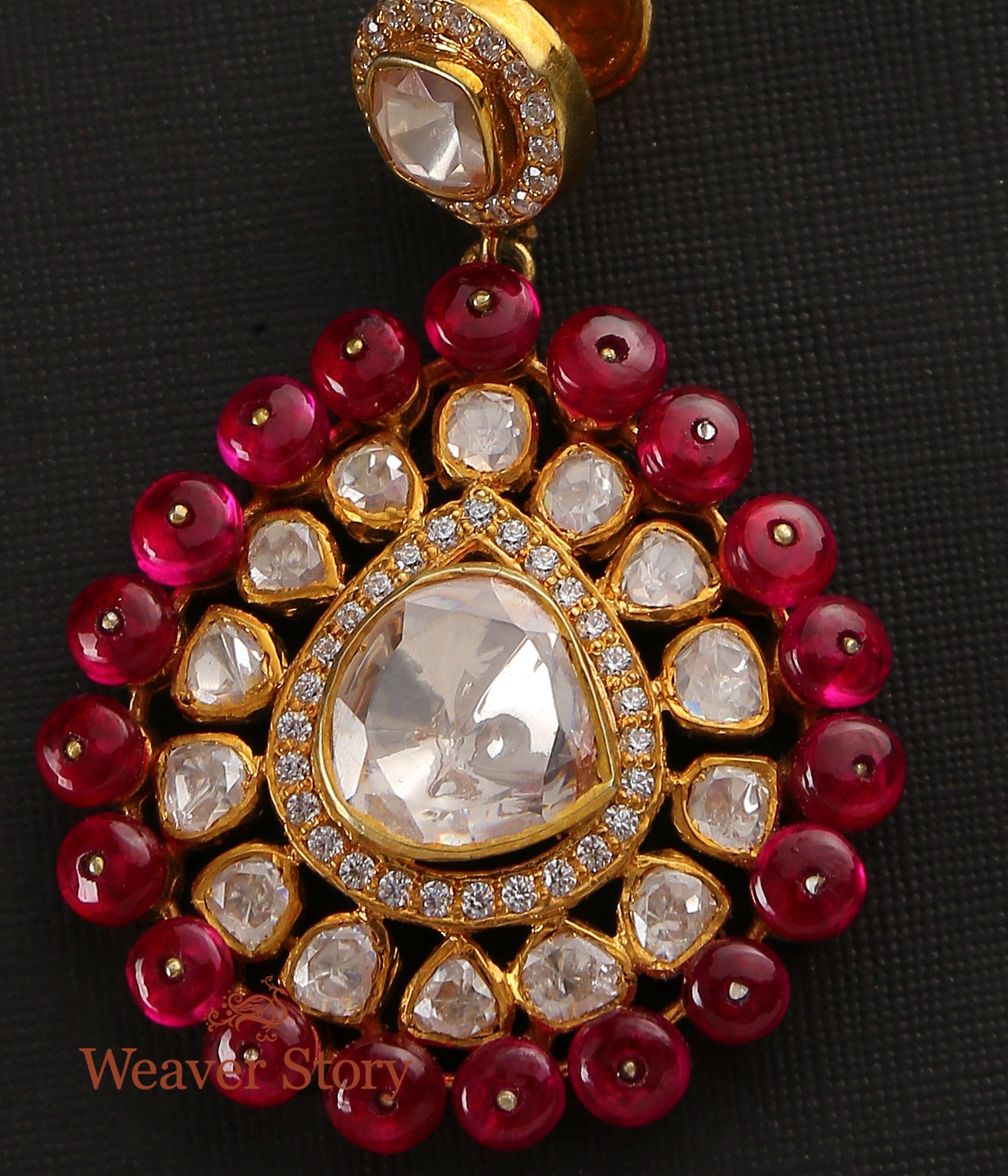 Rubina_Earrings_with_Moissanite_Polki_Crafted_in_Pure_Silver_WeaverStory_03